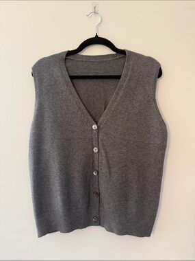 Classic Gray V-Neck Button Front Vest